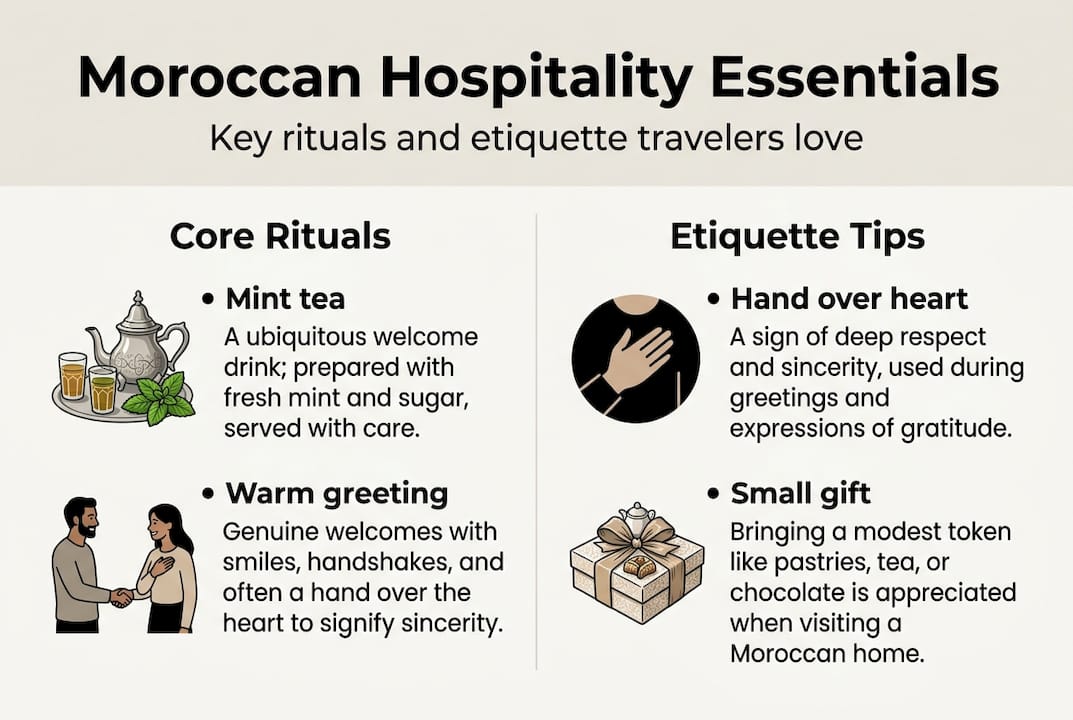 Infographic of Moroccan hospitality rituals and etiquette