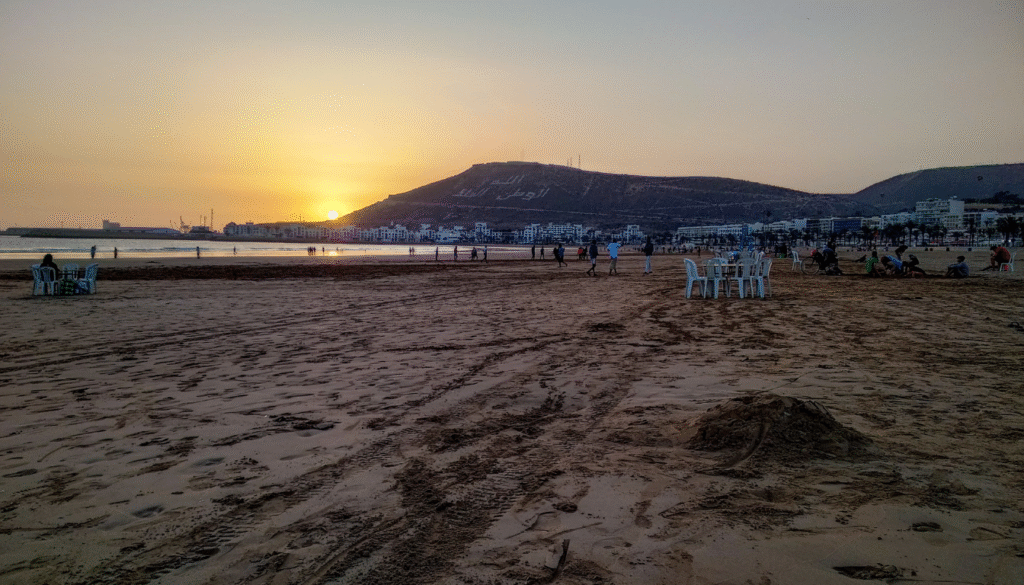 Agadir beach at sunset