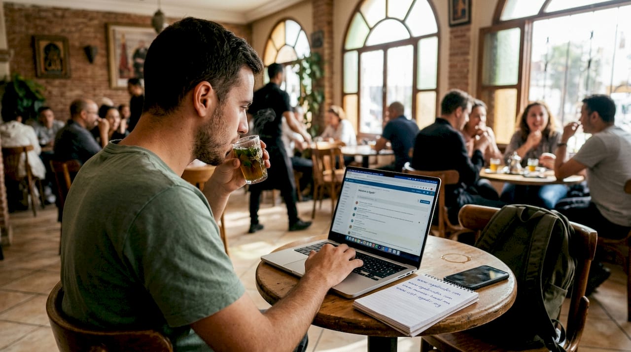 Man joining online Agadir community forum